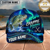 Maxcorners Fishing Northern Lights Aurora Green Night Sky Water Splash Fish Hooks Personalized Name Unisex Classic Cap