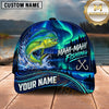 Maxcorners Fishing Northern Lights Aurora Green Night Sky Water Splash Fish Hooks Personalized Name Unisex Classic Cap