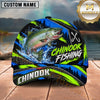 Maxcorners Fishing Neon Lime Green Blue Water Splash Honeycomb Grid Brush Strokes Fish Hooks Personalized Name Unisex Classic Cap