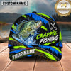 Maxcorners Fishing Neon Lime Green Blue Water Splash Honeycomb Grid Brush Strokes Fish Hooks Personalized Name Unisex Classic Cap