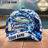 Maxcorners Fishing Blue White Camo Water Splash Honeycomb Grid Fish Hooks Personalized Name Unisex Classic Cap
