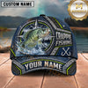 Maxcorners Fishing Compass Frame Metal Plate Honeycomb Pattern Fish Hooks Personalized Name Unisex Classic Cap