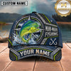 Maxcorners Fishing Compass Frame Metal Plate Honeycomb Pattern Fish Hooks Personalized Name Unisex Classic Cap