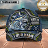 Maxcorners Fishing Compass Frame Metal Plate Honeycomb Pattern Fish Hooks Personalized Name Unisex Classic Cap