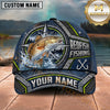 Maxcorners Fishing Compass Frame Metal Plate Honeycomb Pattern Fish Hooks Personalized Name Unisex Classic Cap