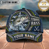 Maxcorners Fishing Compass Frame Metal Plate Honeycomb Pattern Fish Hooks Personalized Name Unisex Classic Cap