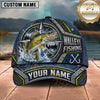 Maxcorners Fishing Compass Frame Metal Plate Honeycomb Pattern Fish Hooks Personalized Name Unisex Classic Cap