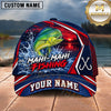 Maxcorners Fishing Sunset Lake Forest Splash Fish Scales Pattern Fish Hooks Personalized Name Unisex Classic Cap