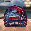 Maxcorners Fishing Sunset Lake Forest Splash Fish Scales Pattern Fish Hooks Personalized Name Unisex Classic Cap