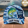 Maxcorners Fishing Ice Splash Glacier Crystal Pattern Fish Hooks Personalized Name Unisex Classic Cap
