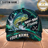 Maxcorners Fishing Teal Water Splash Honeycomb Grid Pattern Fish Hooks Personalized Name Unisex Classic Cap