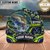 Maxcorners Fishing Topo Map Digital Camo Forest Water Splash Fish Hooks Personalized Name Unisex Classic Cap