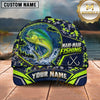 Maxcorners Fishing Topo Map Digital Camo Forest Water Splash Fish Hooks Personalized Name Unisex Classic Cap