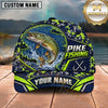 Maxcorners Fishing Topo Map Digital Camo Forest Water Splash Fish Hooks Personalized Name Unisex Classic Cap