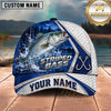 Maxcorners Fishing Fishing Net Pattern Night Forest Water Splash Fish Hooks Personalized Name Unisex Classic Cap