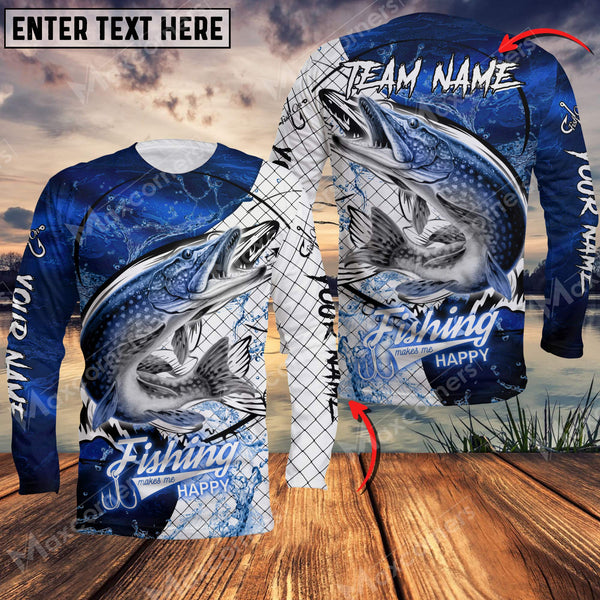 Maxcorne Pike Fishing Blue Water Sport Jersey Style Personalized 3D Long Sleeve Shirt