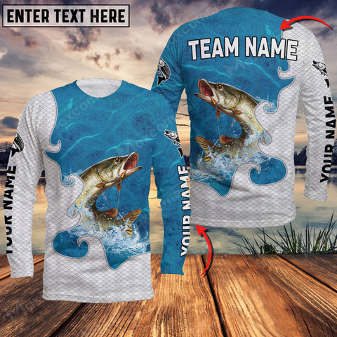 Maxcorne Pike Fishing Blue Water Personalized 3D Long Sleeve Shirt