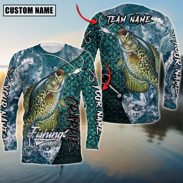 Maxcorne Crappie Fishing Blue Wave  Personalized 3D Long Sleeve Shirt