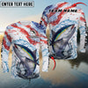 Maxcorners Fishing USA Flag Sun Protection Personalized Name Team Name 3D Shirts (6 Fish Species)