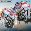Maxcorners Fishing USA Flag Sun Protection Personalized Name Team Name 3D Shirts (6 Fish Species)