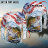 Maxcorners Fishing USA Flag Sun Protection Personalized Name Team Name 3D Shirts (6 Fish Species)