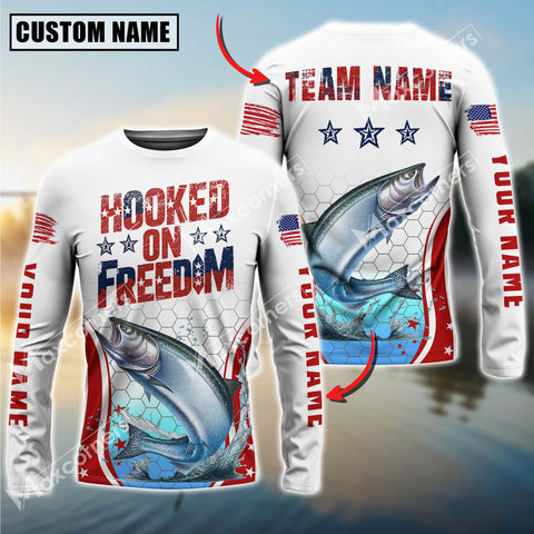 Maxcorners Chinook Fishing USA Flag Pattern Sun Protection Personalized Name Team Name 3D Shirts