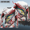 Maxcorners Fishing Red Line Jersey Sport Pattern Sun Protection Personalized Name Team Name 3D Shirts (6 Fish Species)