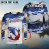 Maxcorners Fishing USA Flag Pattern Personalized Name Team Name 3D Shirts (6 Fish Species)