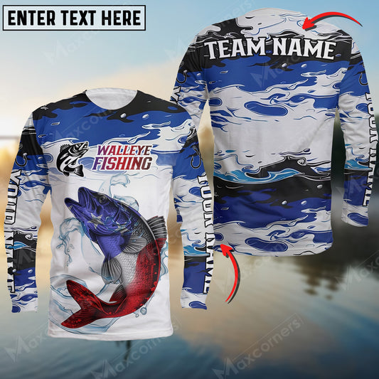 Maxcorners Fishing USA Flag Pattern Personalized Name Team Name 3D Shirts (6 Fish Species)