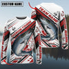 Maxcorners Fishing Red Line Jersey Sport Pattern Sun Protection Personalized Name Team Name 3D Shirts (6 Fish Species)