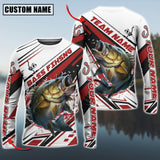 Maxcorners Bass Fishing Red Line Jersey Sport Pattern Sun Protection Personalized Name Team Name 3D Shirts