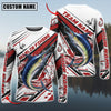 Maxcorners Fishing Red Line Jersey Sport Pattern Sun Protection Personalized Name Team Name 3D Shirts (6 Fish Species)