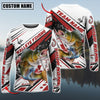 Maxcorners Fishing Red Line Jersey Sport Pattern Sun Protection Personalized Name Team Name 3D Shirts (6 Fish Species)