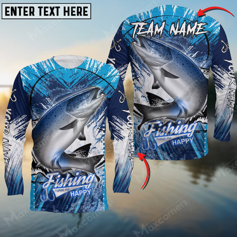 Maxcorners Chinook Fishing Blue Jersey Sport Pattern Sun Protection Personalized Name Team Name 3D Shirts