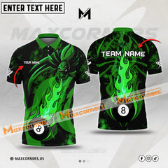 Maxcorners Billiard Ball 8 Spider Pattern Multicolor Options Personalized Name, Team Name 3D Polo Shirt