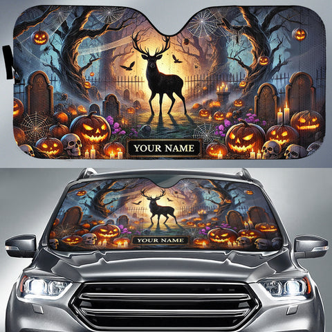 Maxcorners Hunting Deer Halloween Forest Custom Name Car Auto Sun Shade