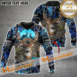 Maxcorners Blue Wilderness Deer Hunting Custom Name Shirt 3D All Over Printed Clothes