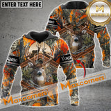 Maxcorners Orange Wilderness Deer Hunting Custom Name Shirt 3D All Over Printed Clothes