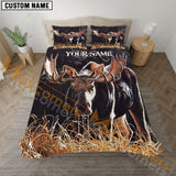 Maxcorners Moose Hunting Grass Pattern Custom Name 3D All Over Printed Bedding Set