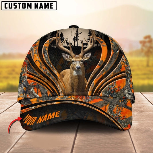 Maxcorners Deer Hunting Line Camo Pattern Multicolor Personalized Name 3D Cap (5 Colors)