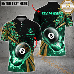 Maxcorners Billiard  Flame Premium Golden Line Jersey Sport Multicolor Options Personalized Name, Team Name 3D Polo Shirt (4 Colors)