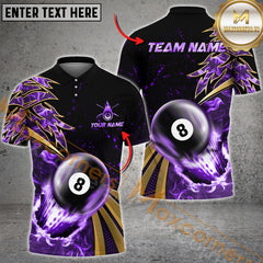Maxcorners Billiard  Flame Premium Golden Line Jersey Sport Multicolor Options Personalized Name, Team Name 3D Polo Shirt (4 Colors)