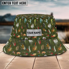 Maxcorners Fly Fishing Pattern Customized Name 3D Bucket Hat