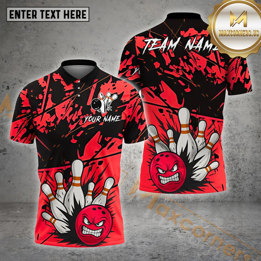 Maxcorners Bowling Rage Strike Multicolor Options Personalized Name, Team Name 3D Shirt (4 Colors)