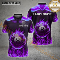 Maxcorners Billiard Lightning Flame 8 Ball Multicolor Customized Name, Team Name 3D Shirts