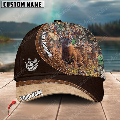 Maxcorners Deer Hunting Camo Pattern Multicolor Personalized Name 3D Cap