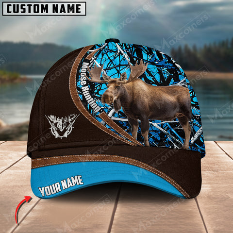 Maxcorners Mooses Hunting Camo Pattern Multicolor Personalized Name 3D Cap