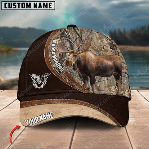 Maxcorners Mooses Hunting Camo Pattern Multicolor Personalized Name 3D Cap