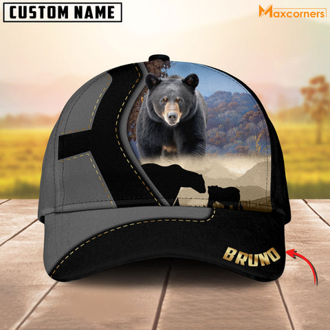 Maxcorners Bear Hunting Majestic Camouflage Multicolor Personalized Name 3D Cap For Bruno