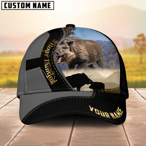 Maxcorners Boar Hunting Majestic Camouflage Multicolor Personalized Name 3D Cap